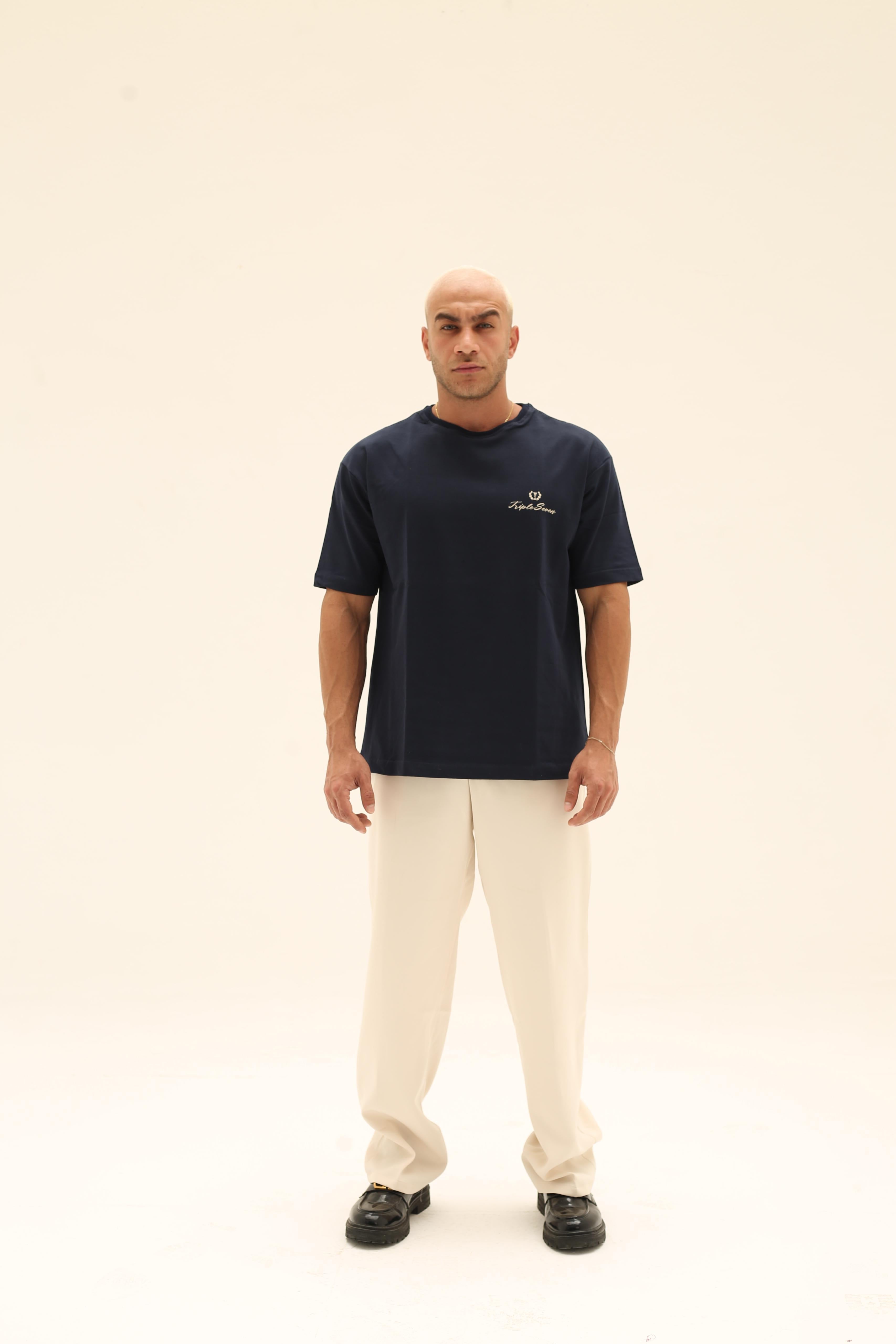 T7 Core t-shirt ( navy with beige detailing )