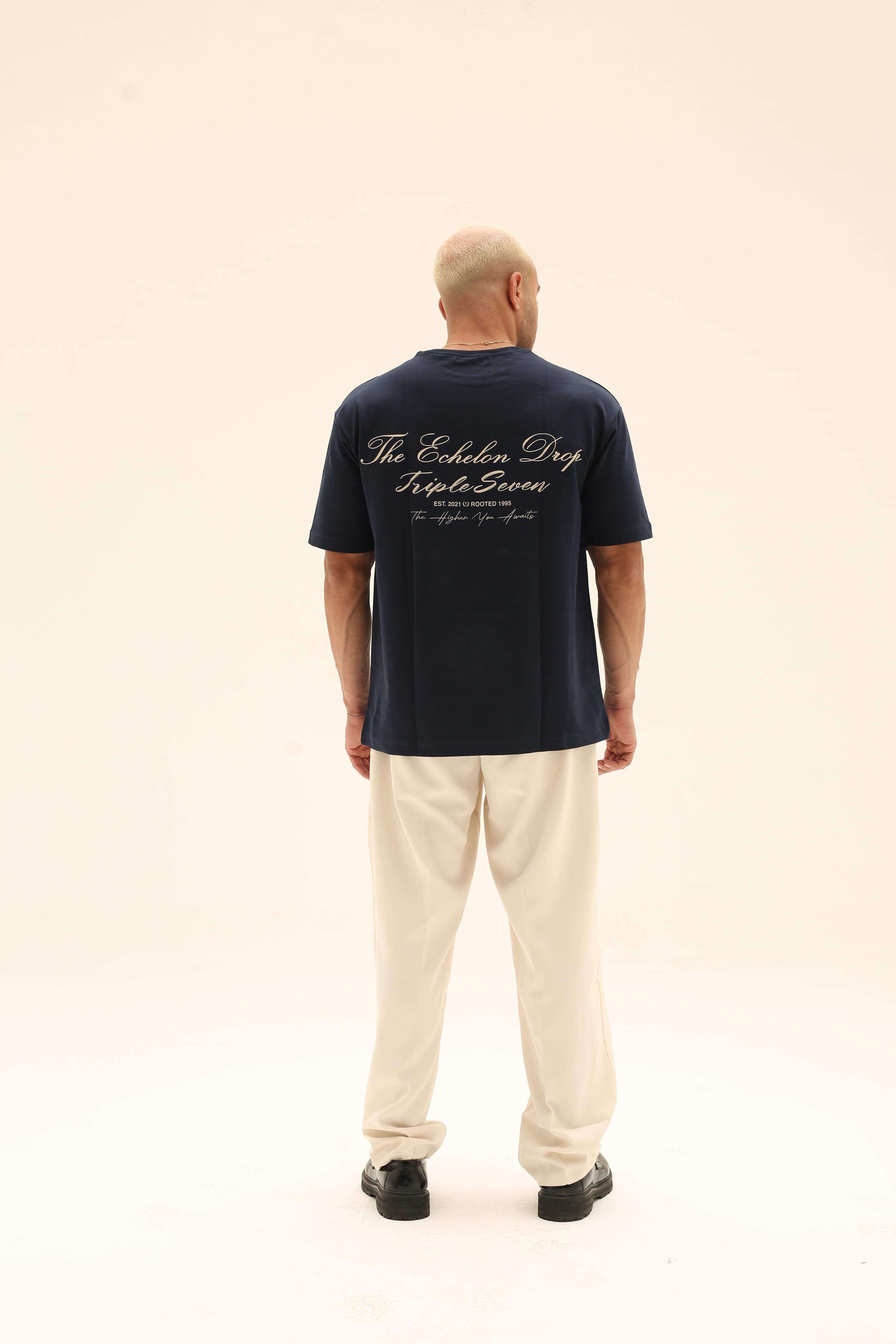 T7 Core t-shirt ( navy with beige detailing )