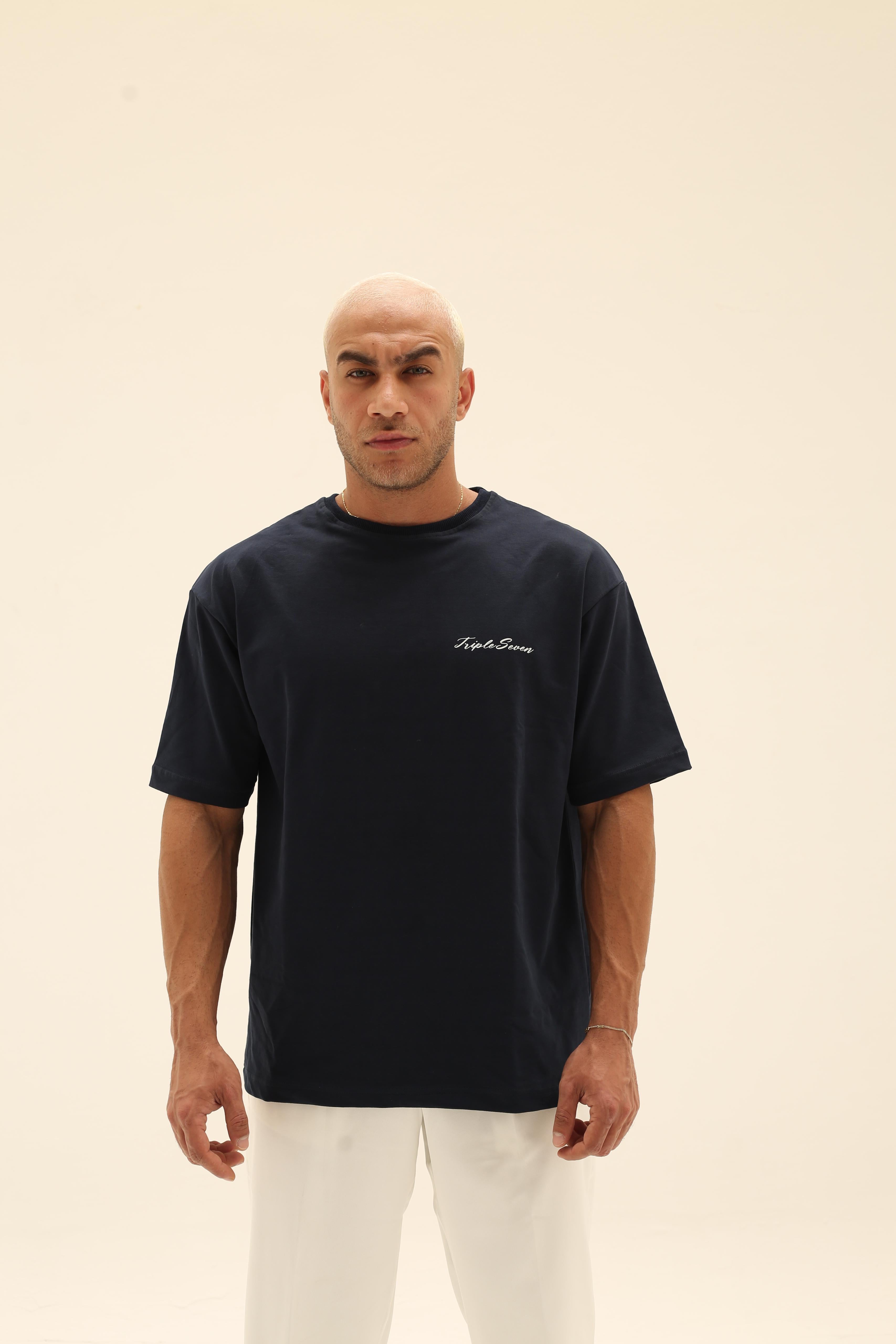 T7 Core t-shirt ( navy with T flower printing )
