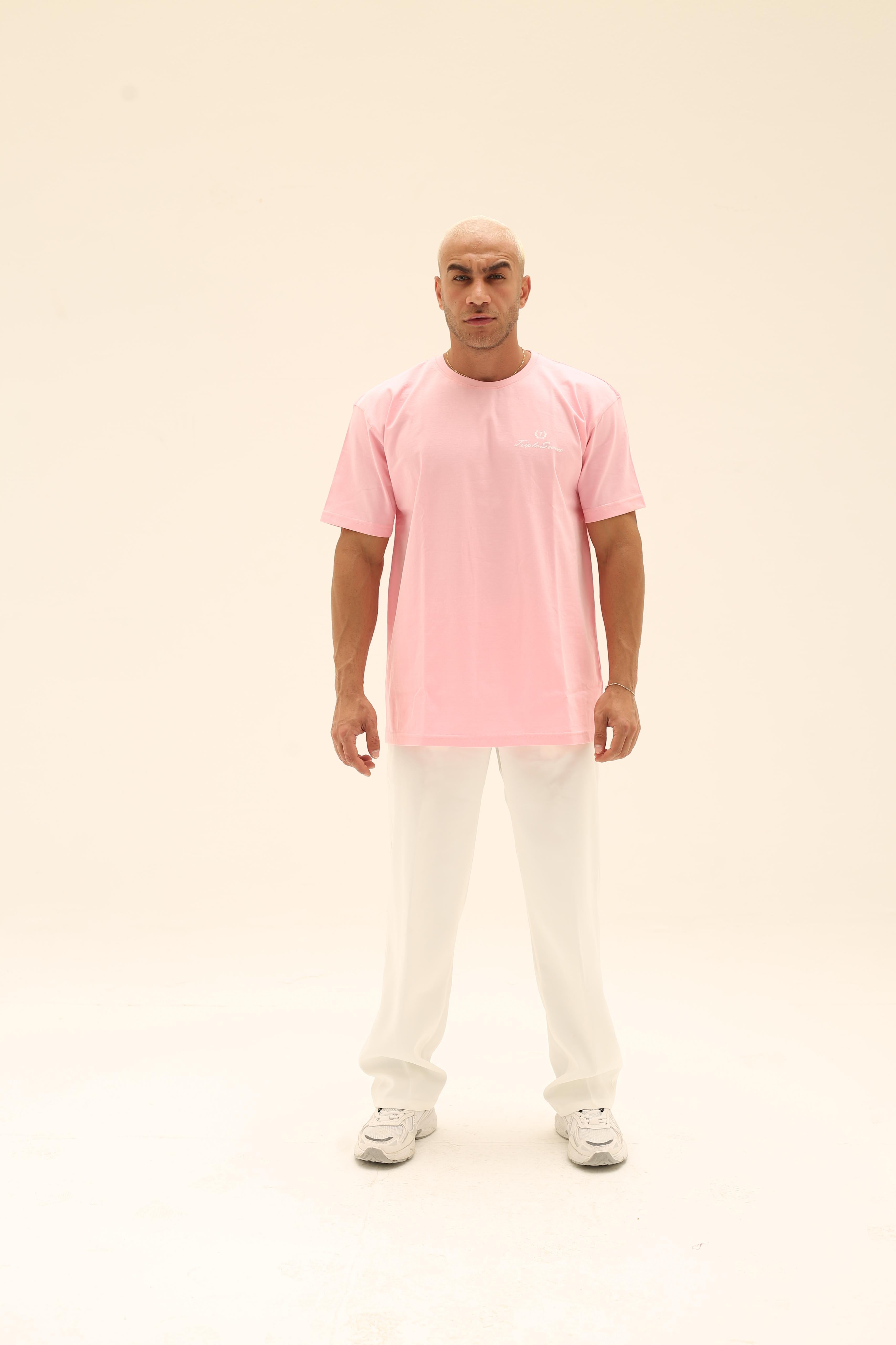 T7 Core t-shirt ( washed pink with white signature detailing)