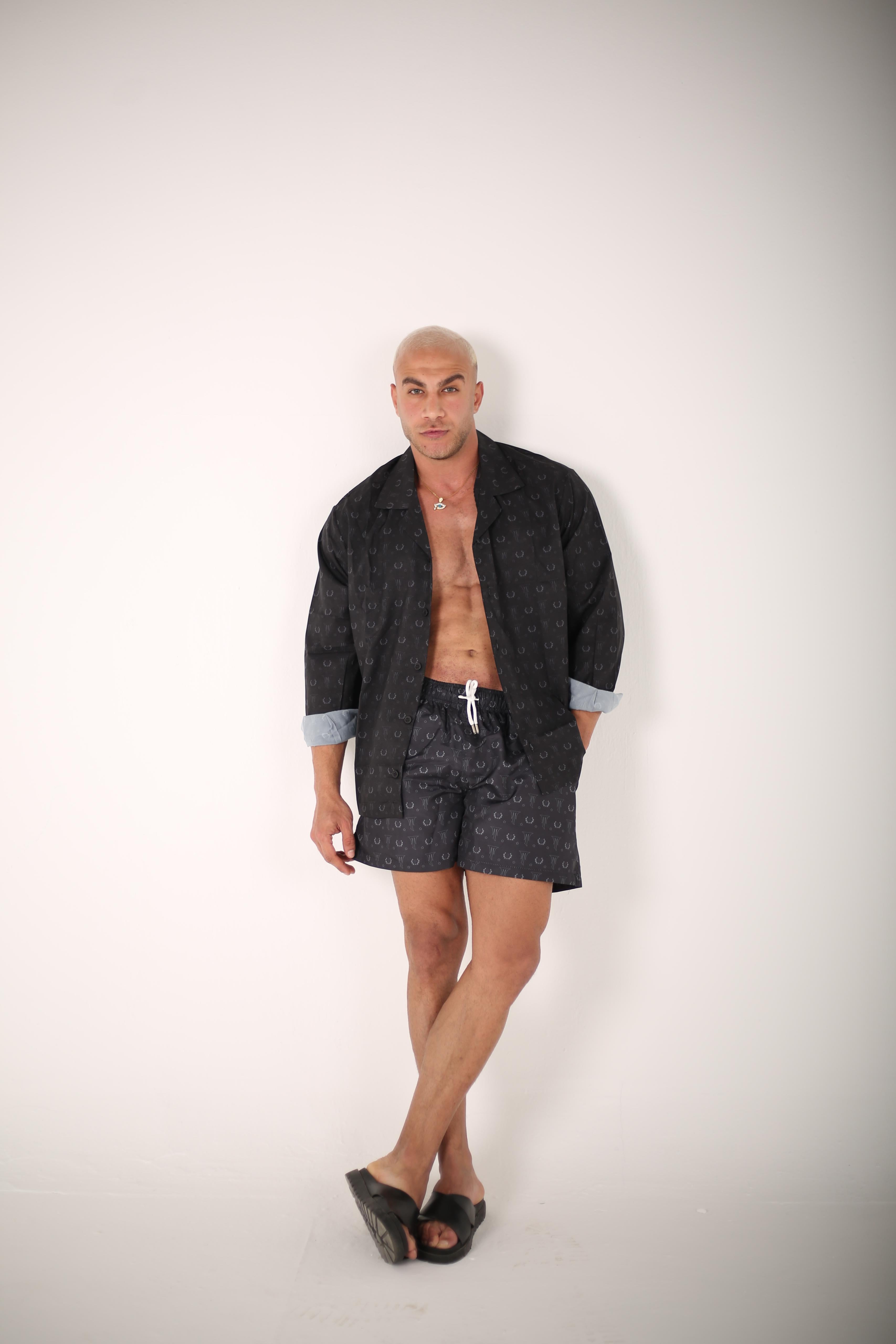 The obsidian bloom collection Soft satin T signature swim shorts(men)
