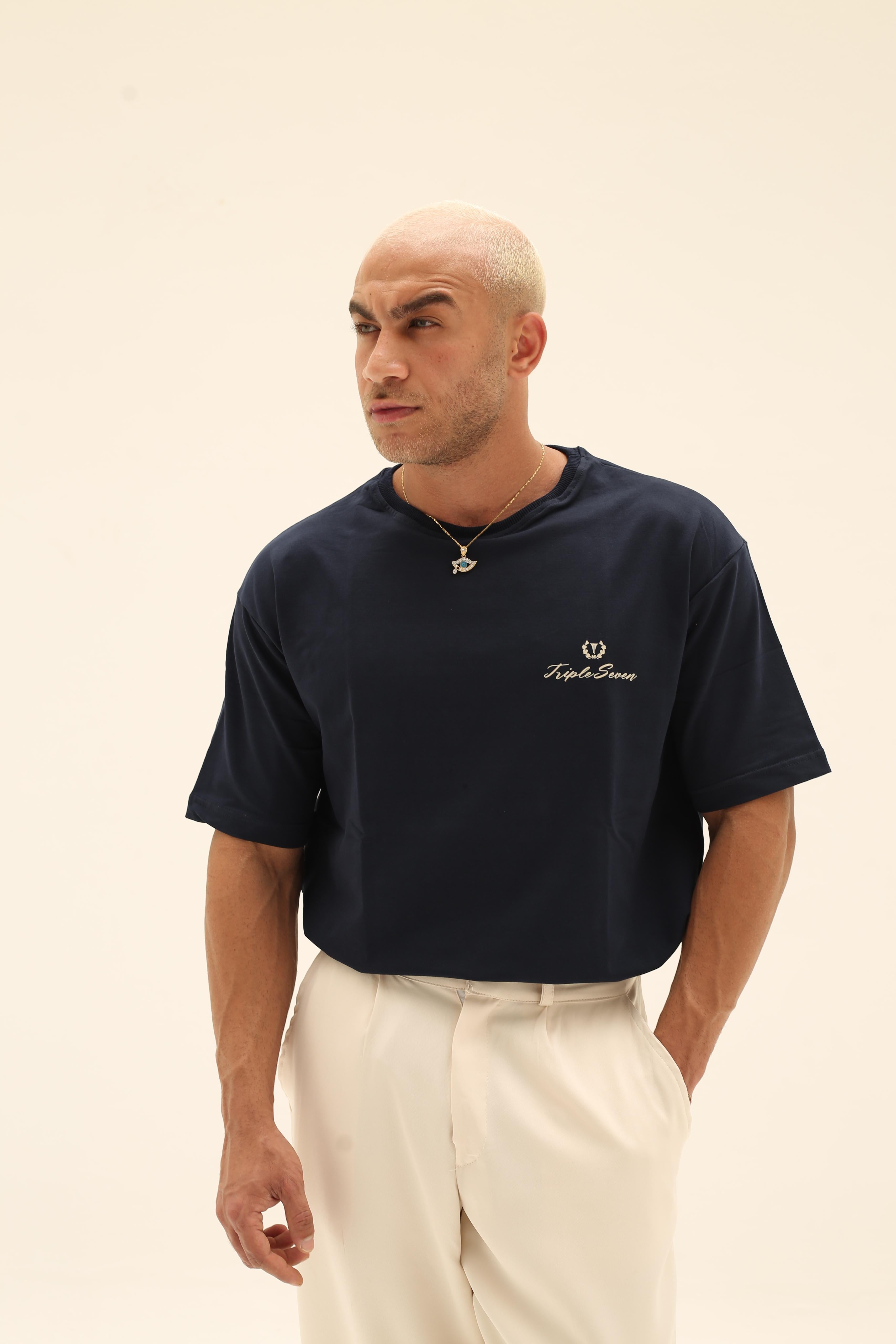 T7 Core t-shirt ( navy with beige detailing )