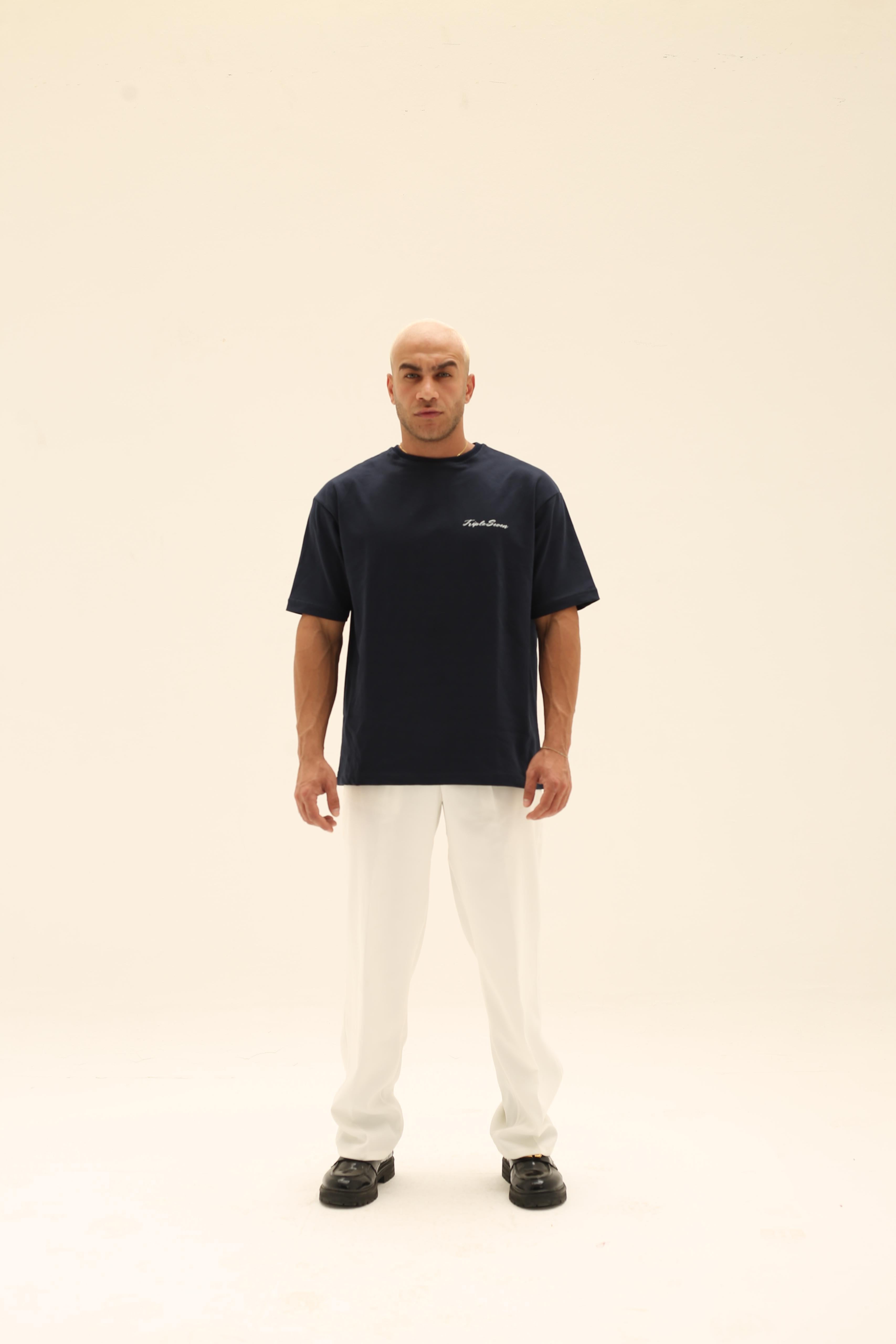 T7 Core t-shirt ( navy with T flower printing )