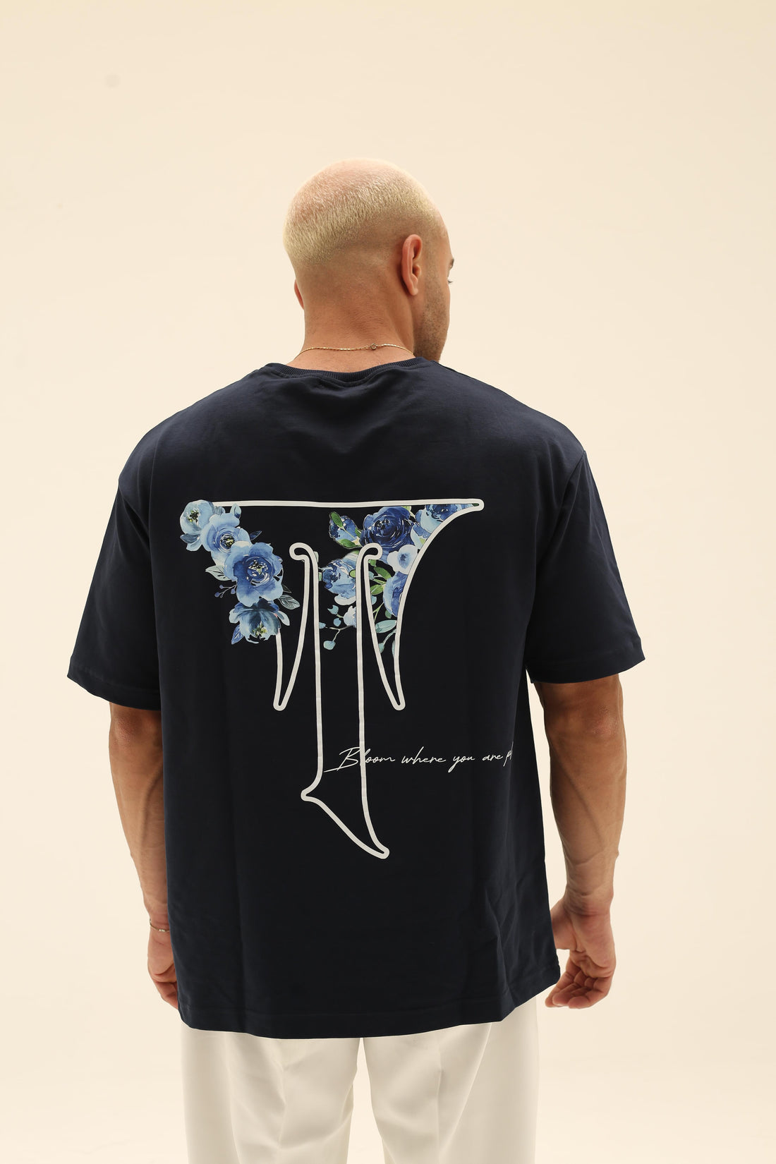T7 Core t-shirt ( navy with T flower printing )