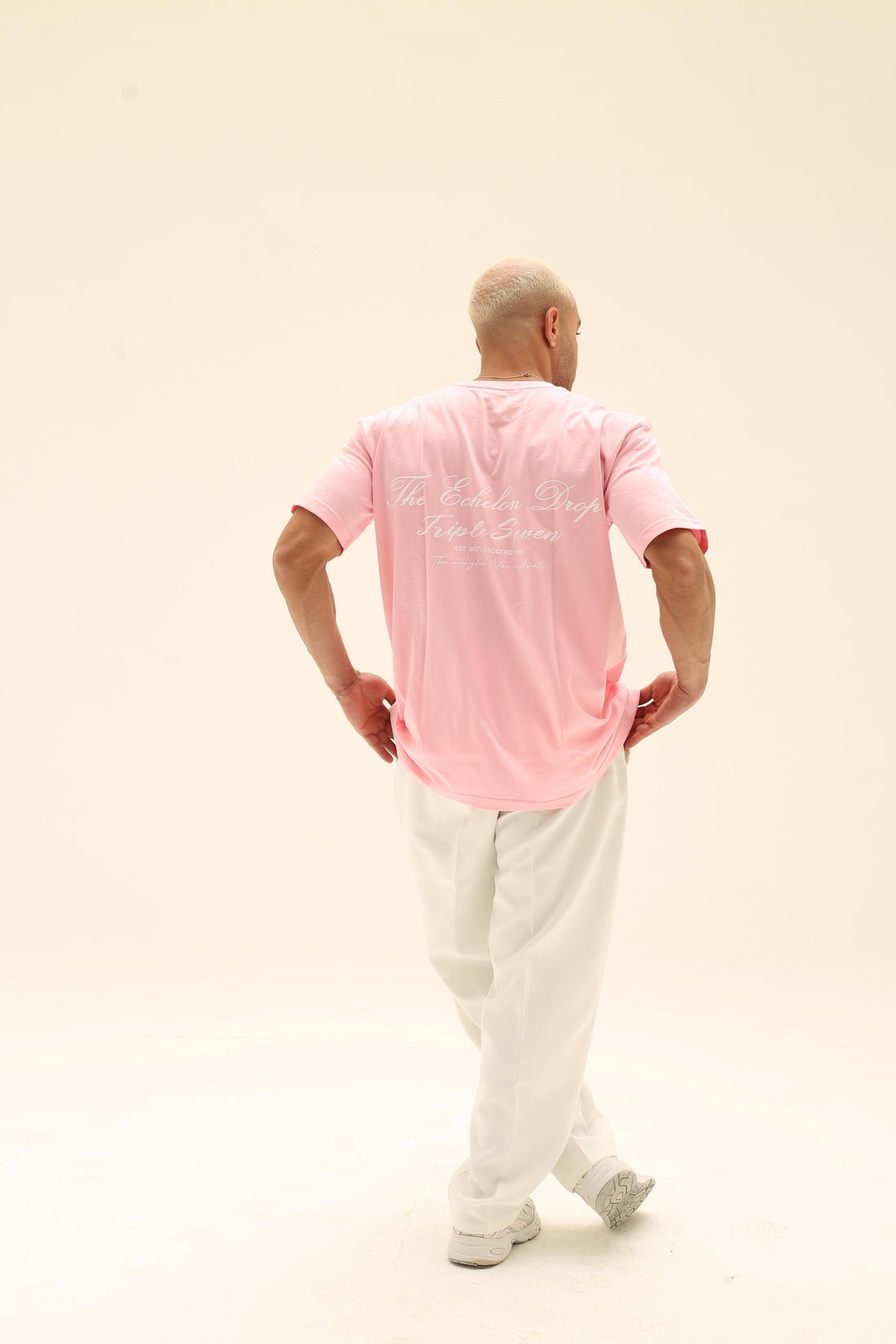 T7 Core t-shirt ( washed pink with white signature detailing)