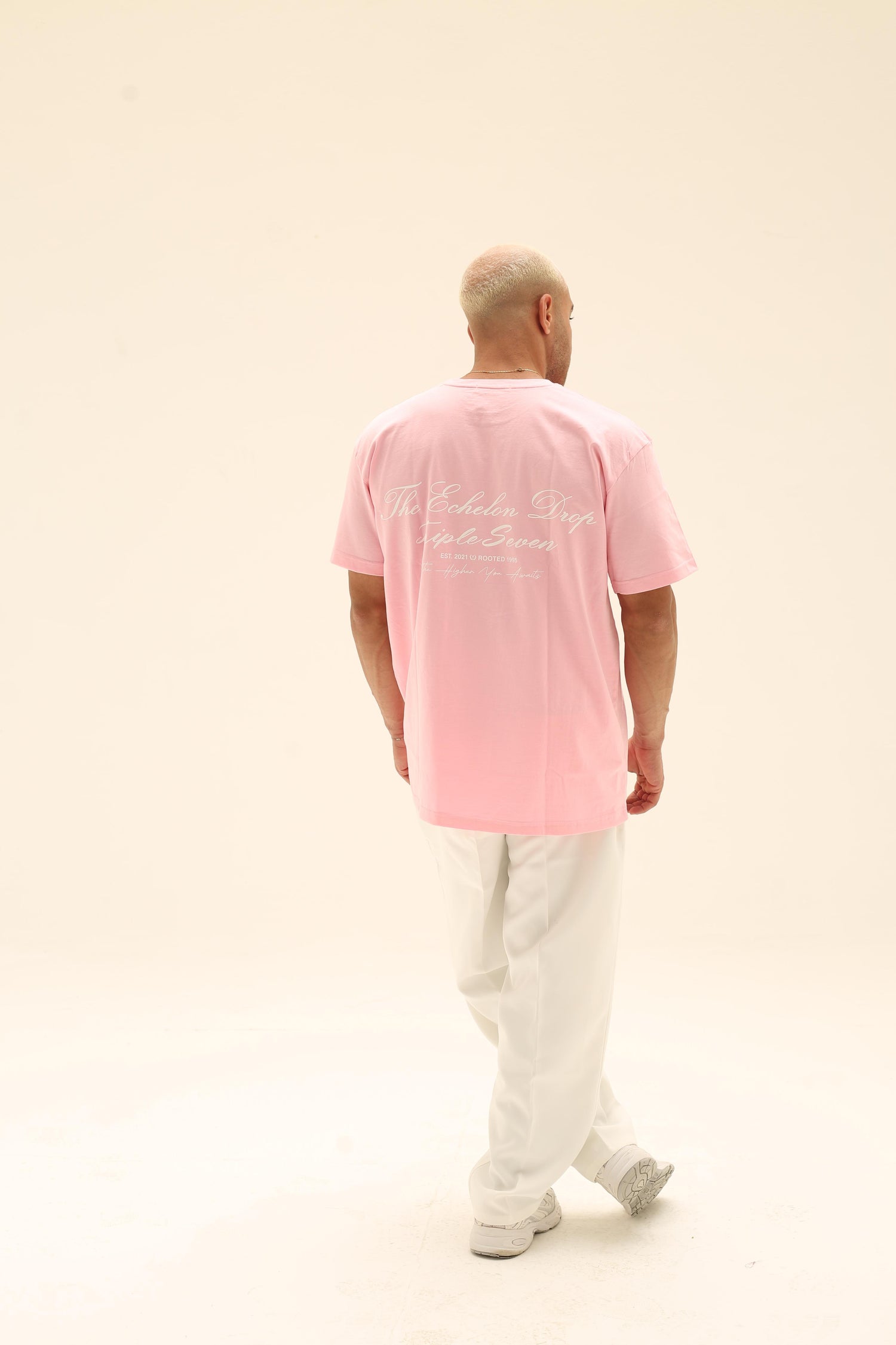 T7 Core t-shirt ( washed pink with white signature detailing)