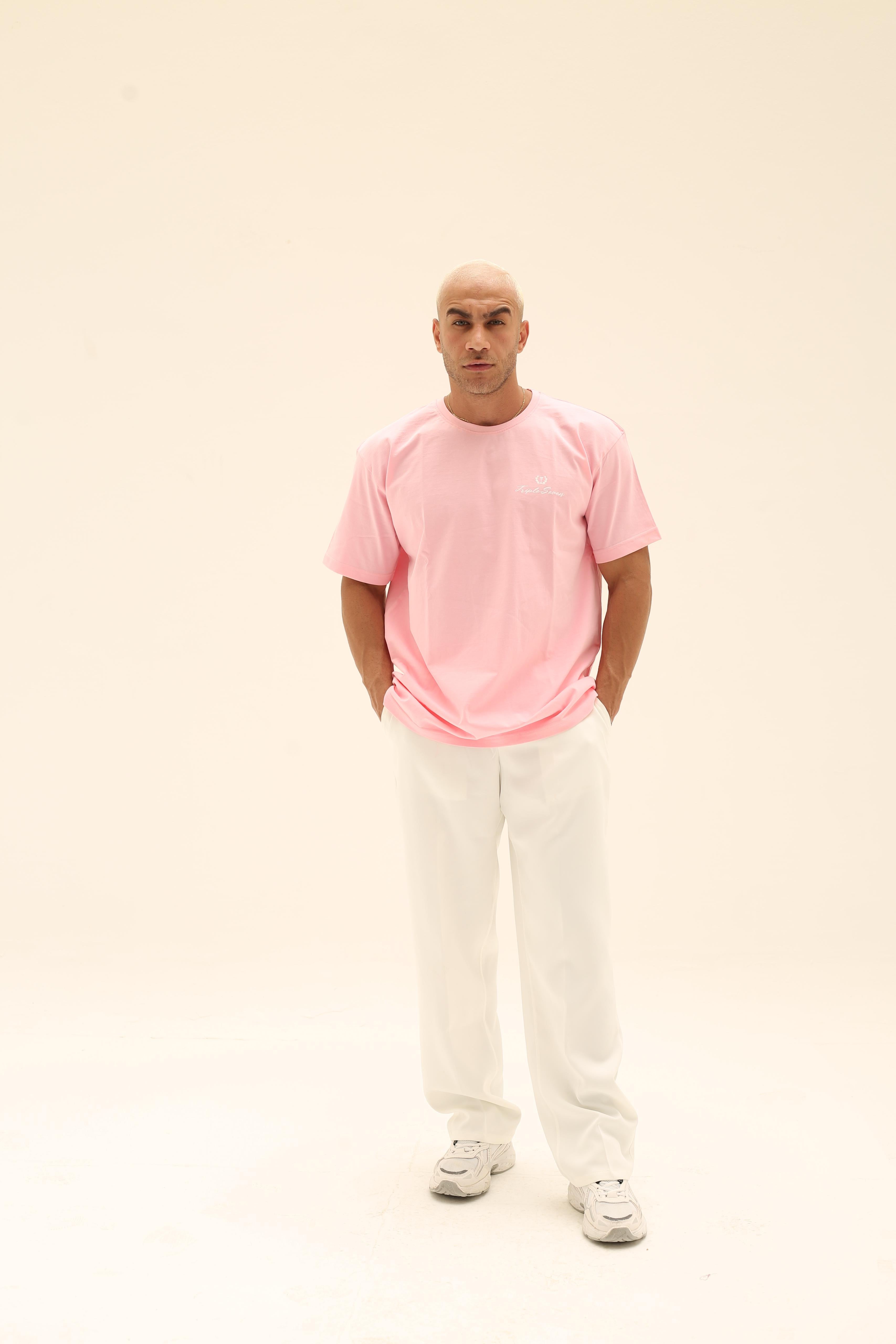 T7 Core t-shirt ( washed pink with white signature detailing)