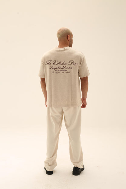 T7 Core t-shirt ( sand beige with burgundy signature detailing)