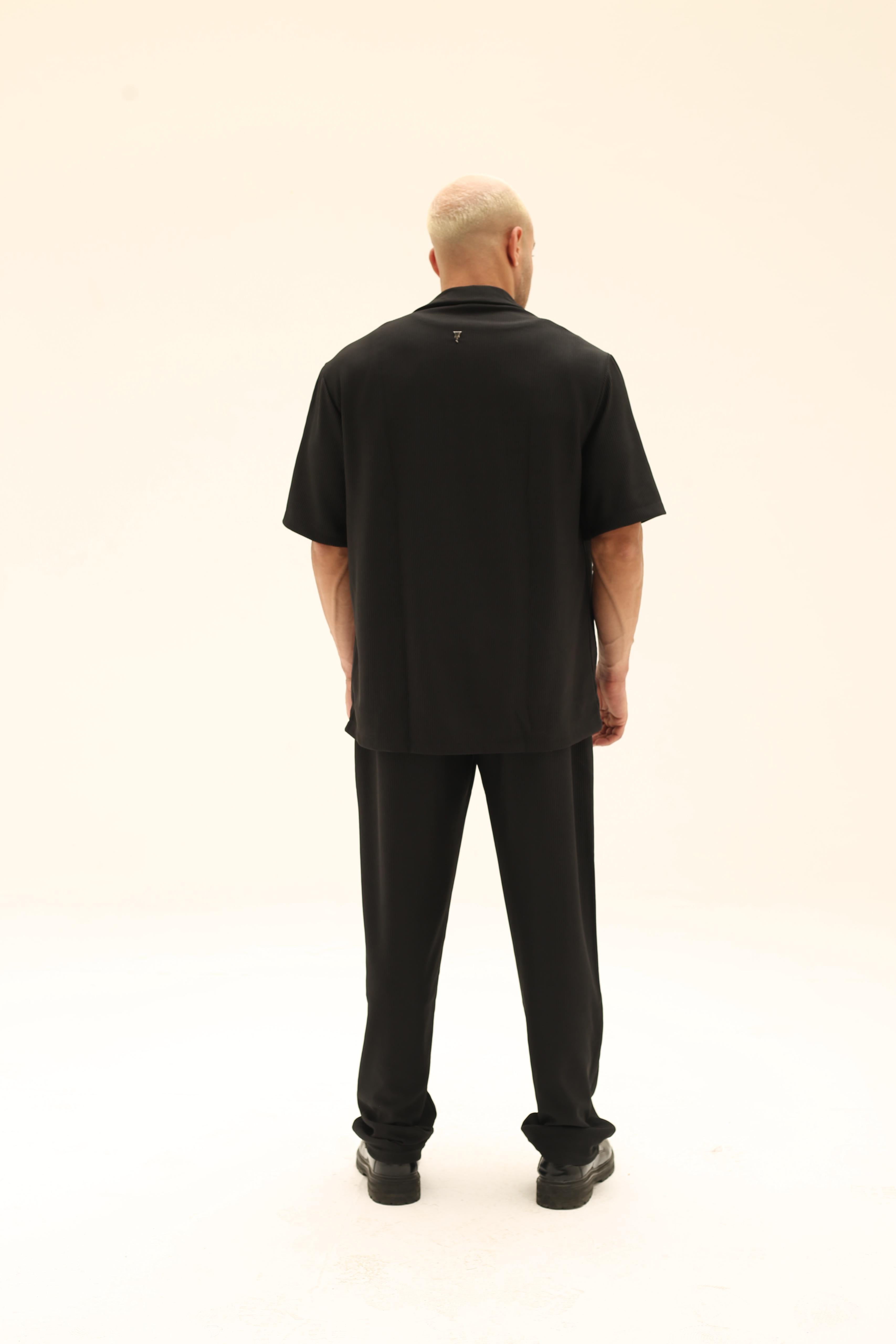 The obsidian bloom(Soft striped black shirt)