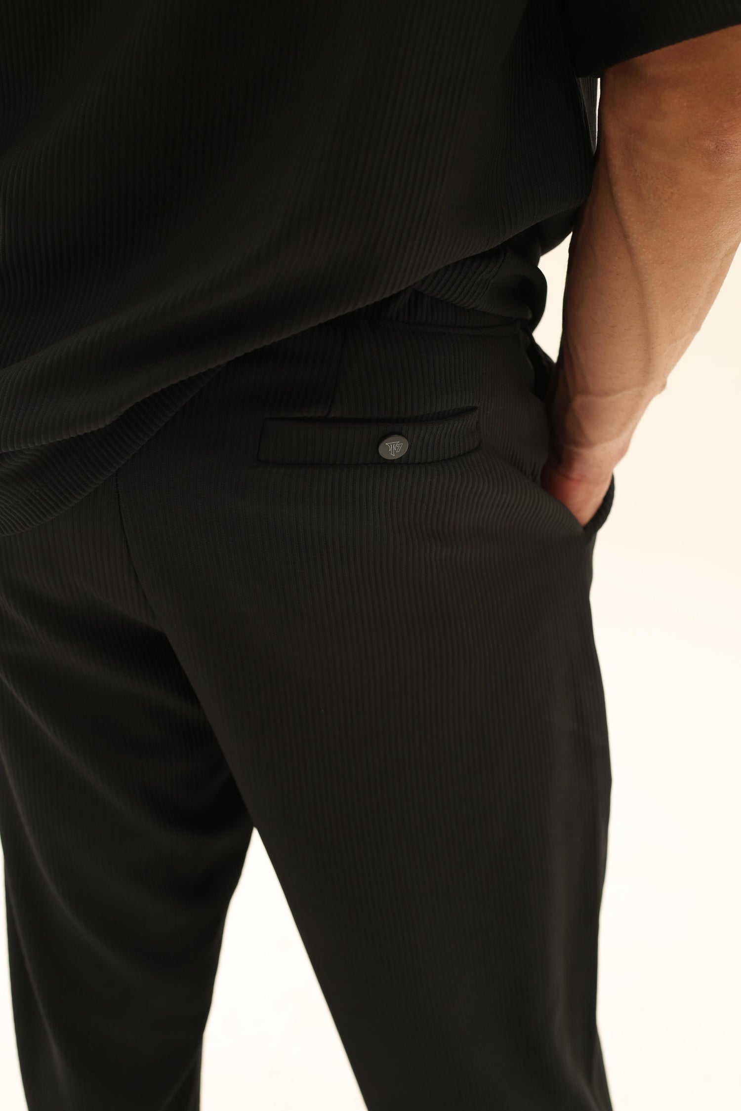 The obsidian bloom(Soft striped black shirt)