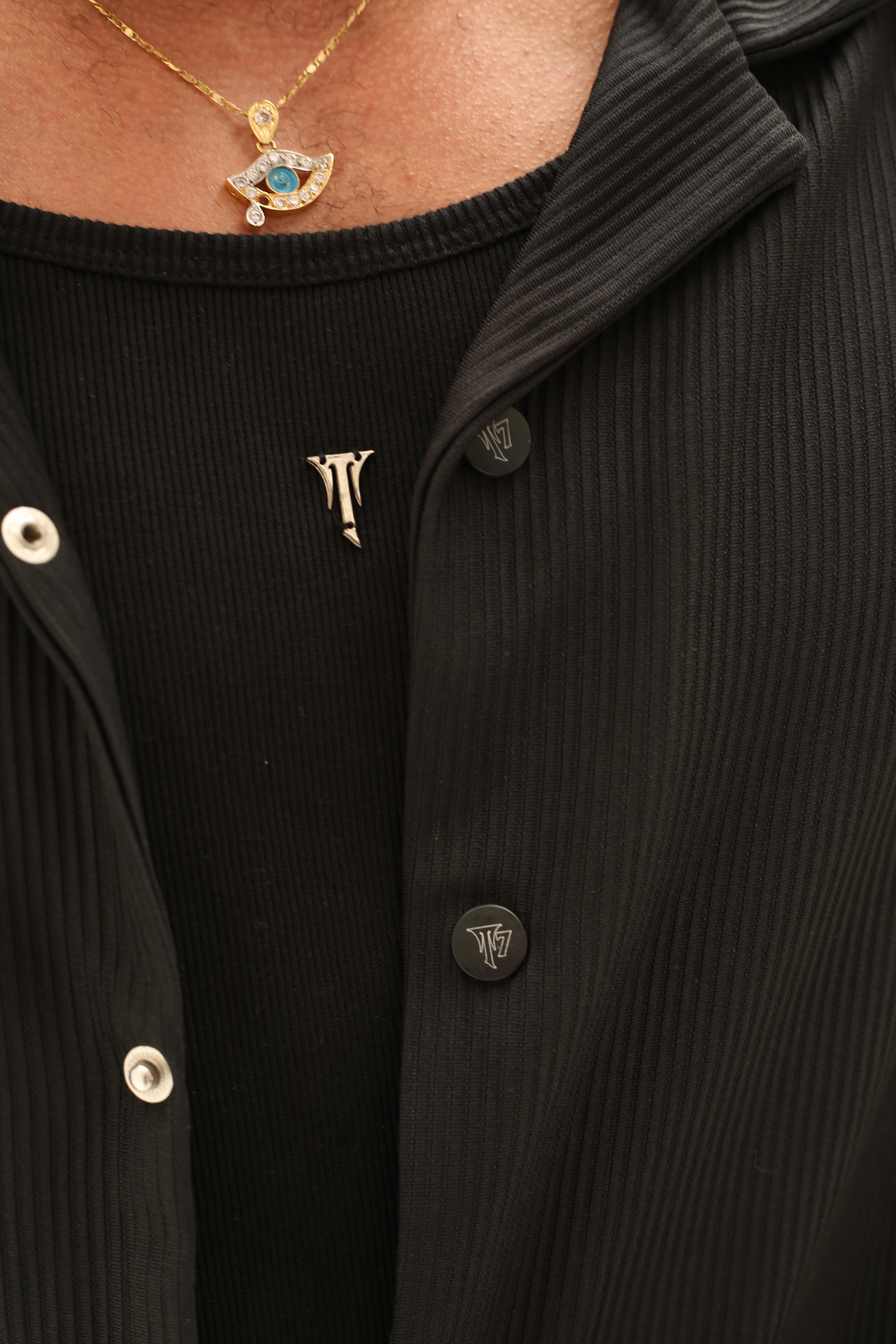 The obsidian bloom(Soft striped black shirt)