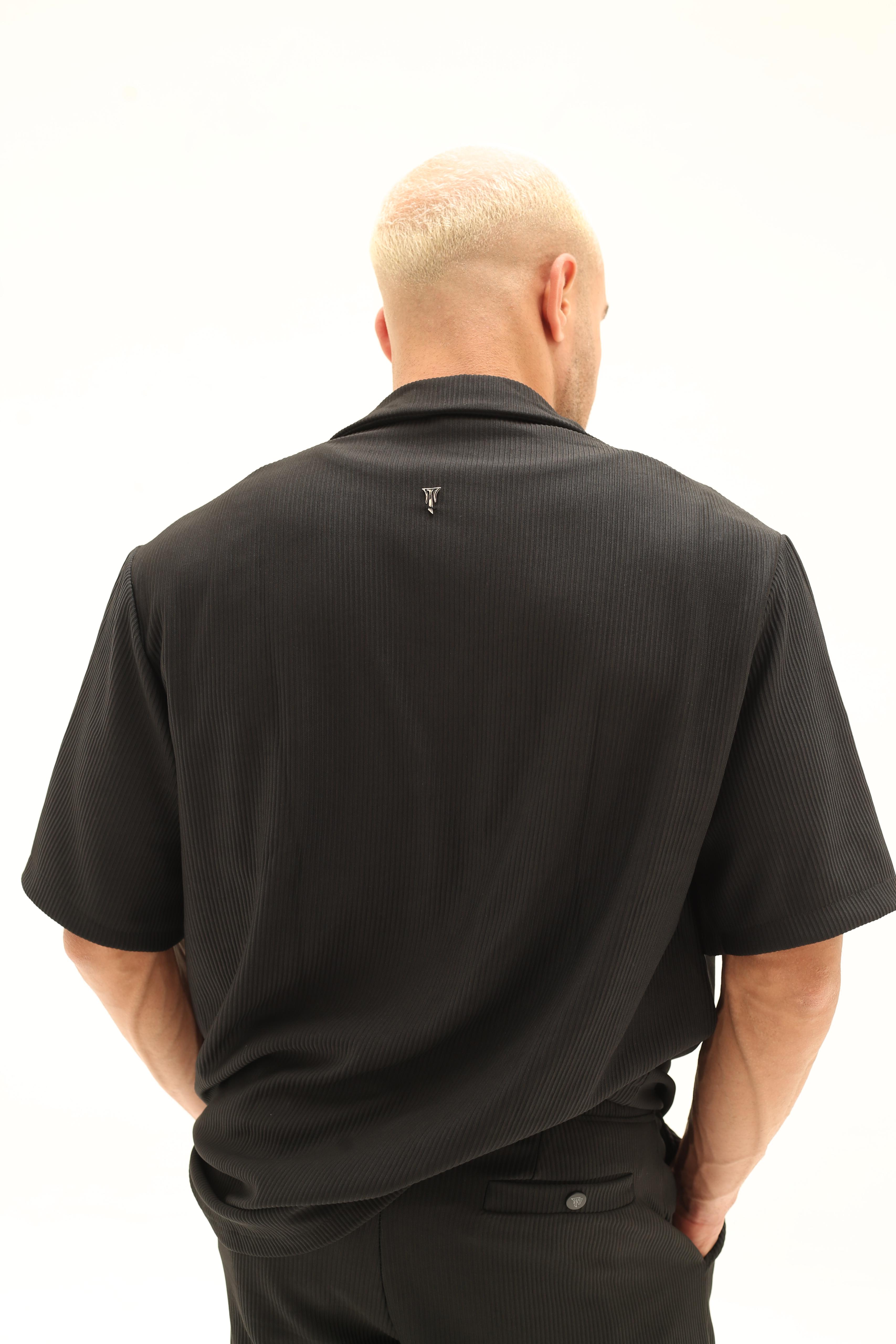 The obsidian bloom(Soft striped black shirt)