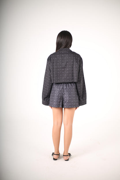 The obsidian bloom collection  Soft satin T signature print Shorts(Girls)