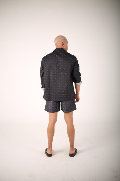 The obsidian bloom collection Soft satin T signature print shirt(Men)