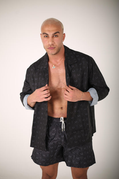 The obsidian bloom collection Soft satin T signature swim shorts(men)